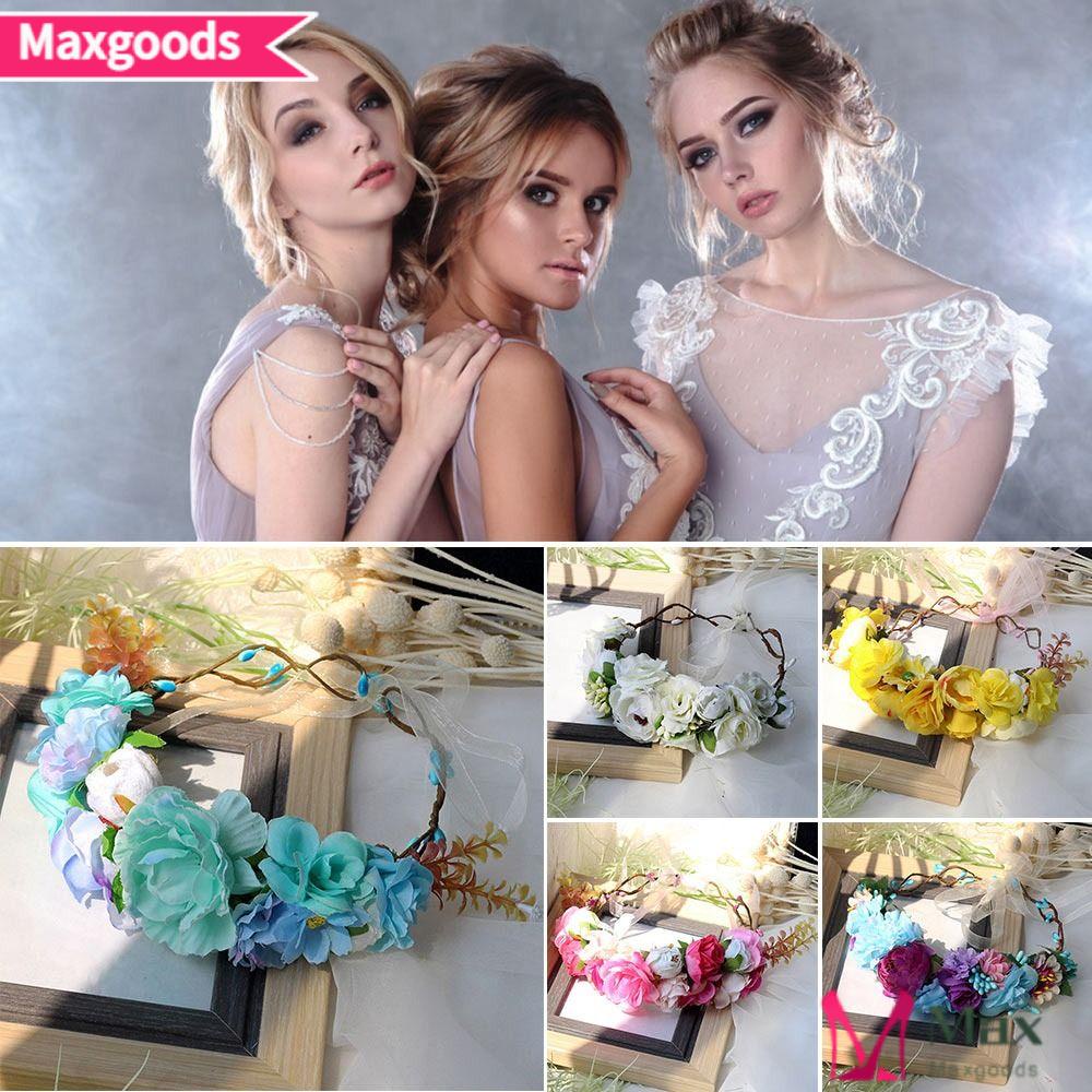 MAXG Vòng Hoa Đội Đầu Phong Cách Hawaii Cho Cô Dâu Chụp Hình