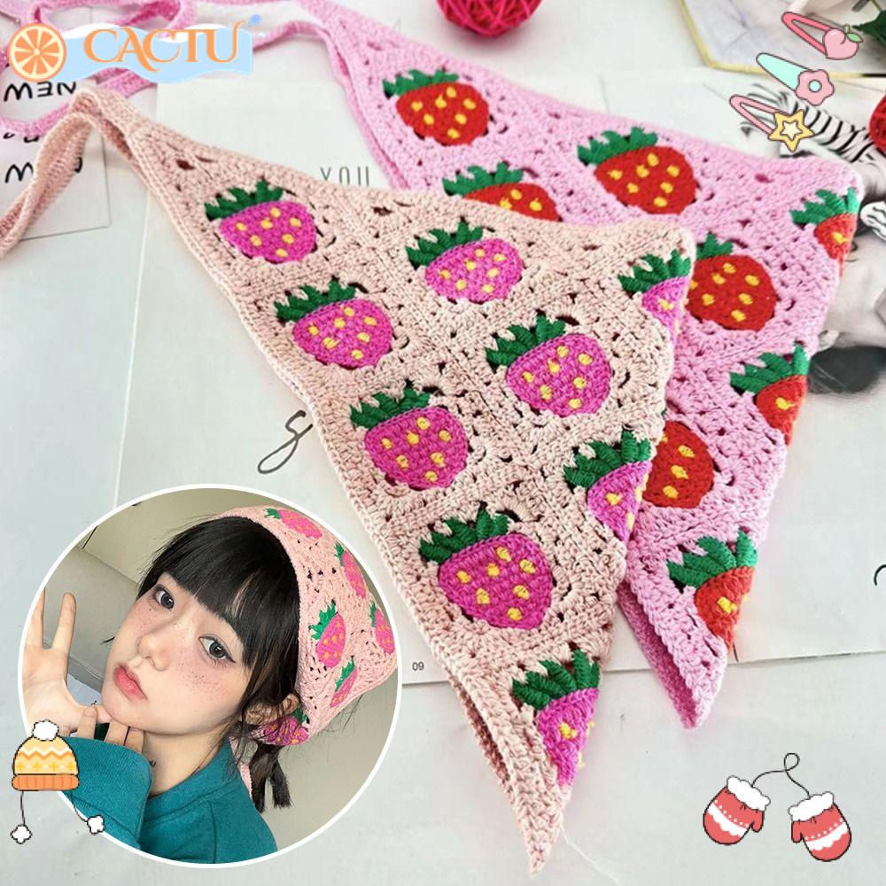 CACTU Băng Đô Cài Tóc Dệt Kim Họa Tiết Trái Dâu Dễ Thương