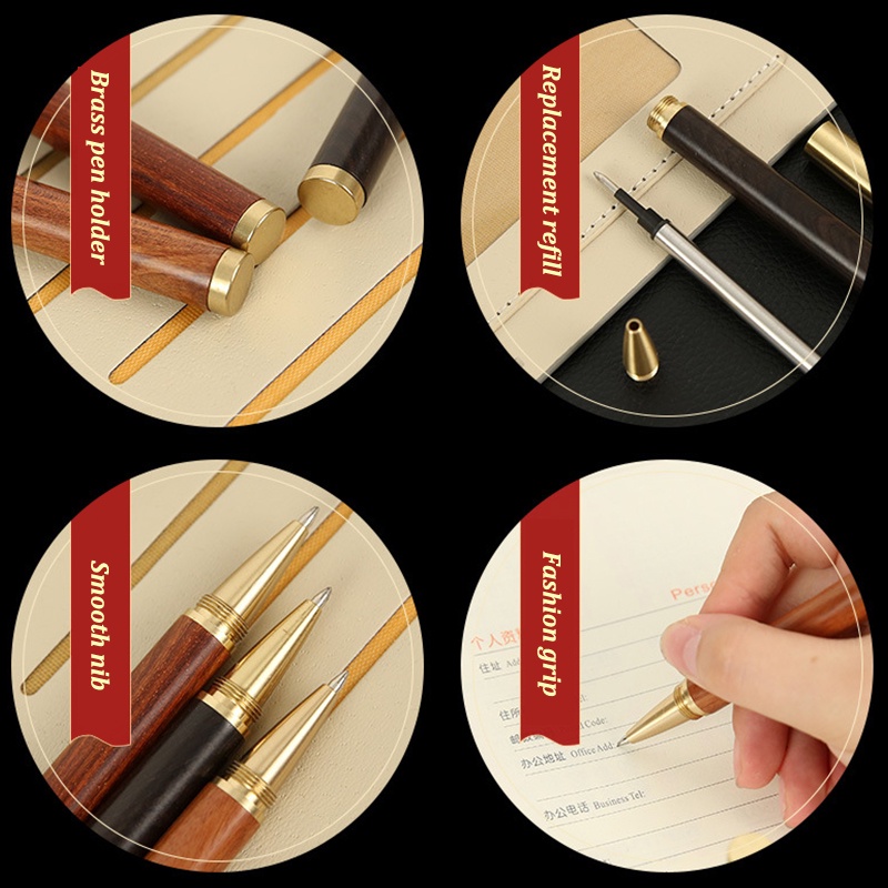 [Dhin] Vintage Brass Ballpoint Pen High-Grade Neutral Sig Pen Business Gift School Students Office Stationery Supplies Wrig Tools COD