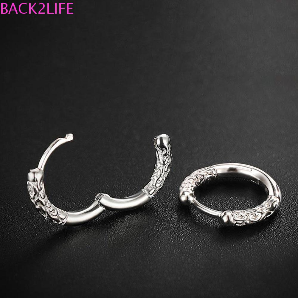 BACK2LIFE Khuyên Tai Tròn Mạ Bạc Phong Cách Hip Hop Tối Giản Cho Nam Và Nữ