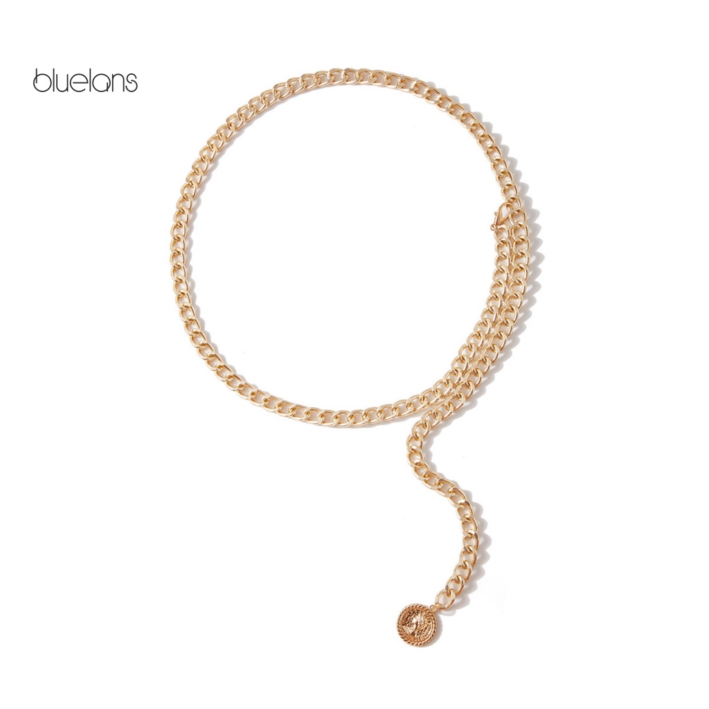 Dây Xích Đeo Thắt Lưng Hai Lớp Dày Dặn Có Thể Điều Chỉnh Mặt Đồng Xu Cho Nữ