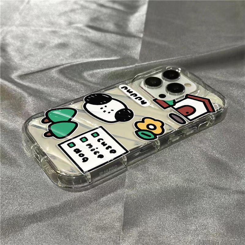 Ốp Điện Thoại Mềm Trong Suốt Họa Tiết Cún Và Cây Dễ Thương Cho iPhone14promax 1312 / 11 7 / 8plus xr / sins G90F