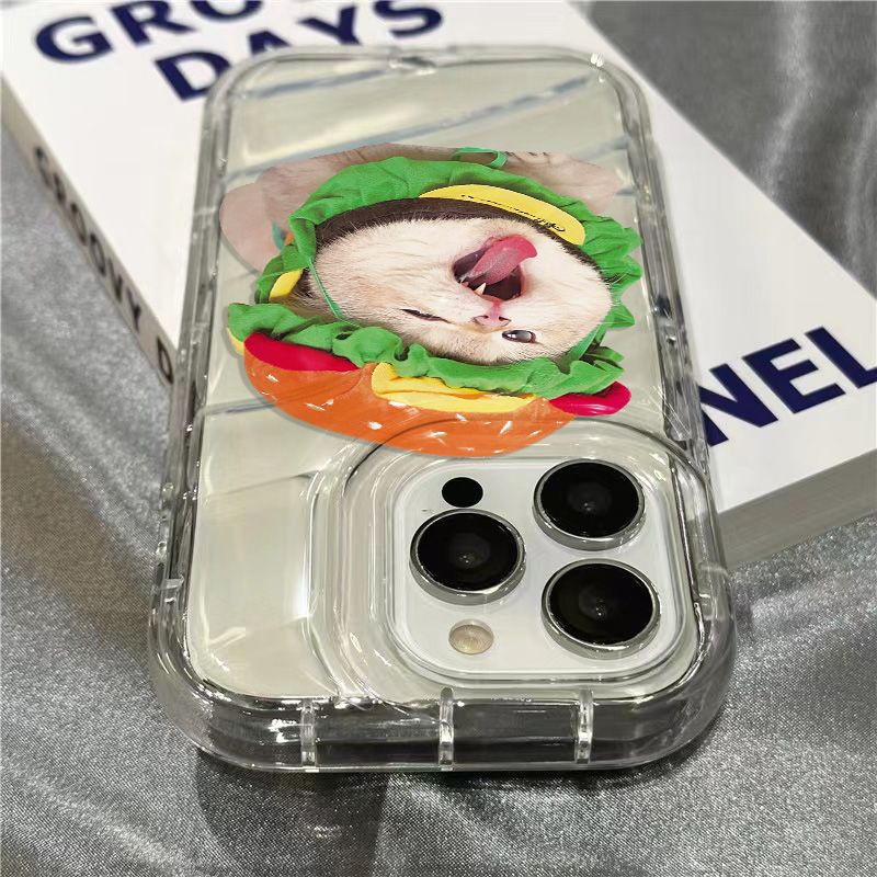 Ốp Điện Thoại Mềm Trong Suốt Hình Hamburger Mèo Dễ Thương Cho Iphone 1312 14Promax / 7 Xr /ins118 50E7