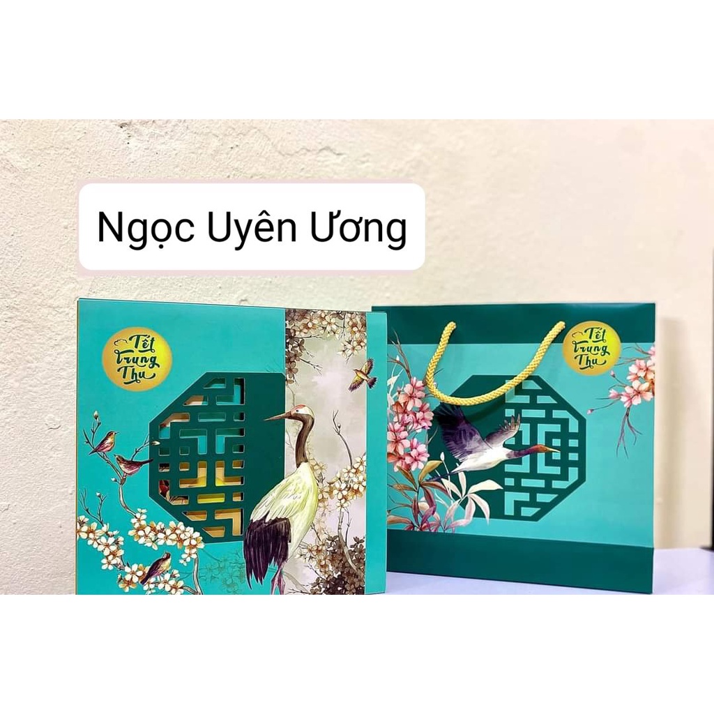 Hộp trung thu 4 bánh Ngọc Uyên Ương Xanh⚡ HÀNG LOẠI 1 ⚡ hộp giấy đựng bánh 125g- 250g