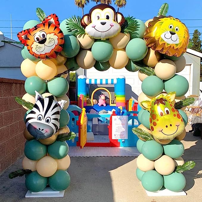 Set 5 / 6 Bong Bóng Lá Nhôm Hình Động Vật Hoang Dã Trang Trí Tiệc Sinh Nhật Cho Bé