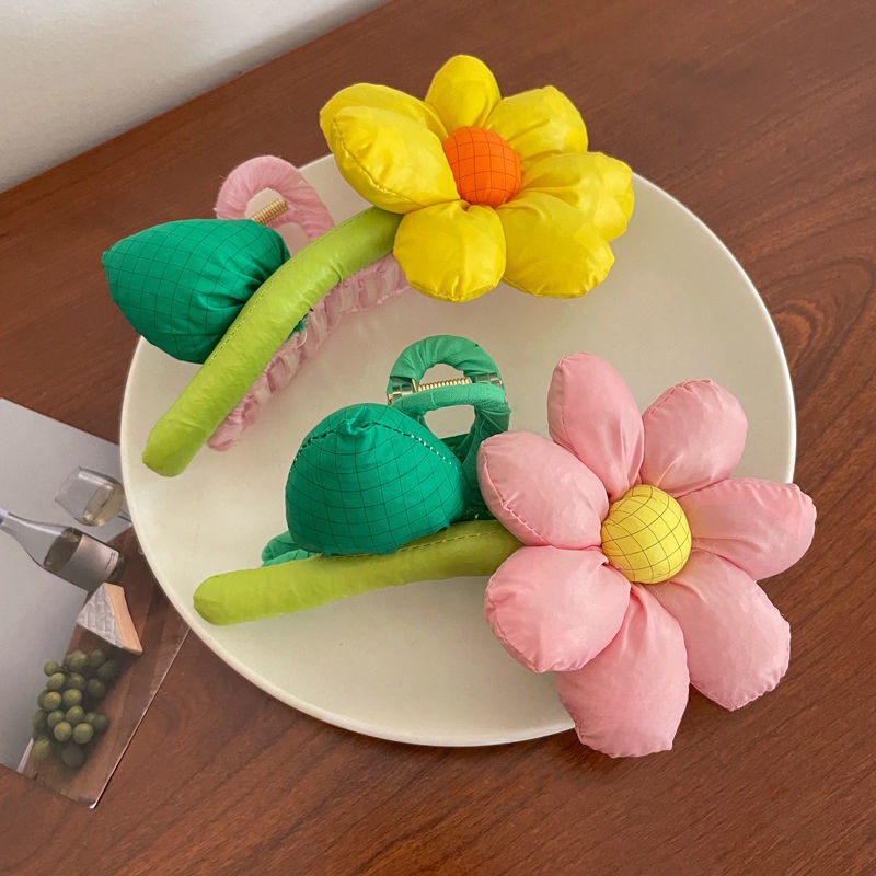 Kẹp Tóc 15cm Vải Cotton Họa Tiết Hoa Dễ Thương Cho Nữ