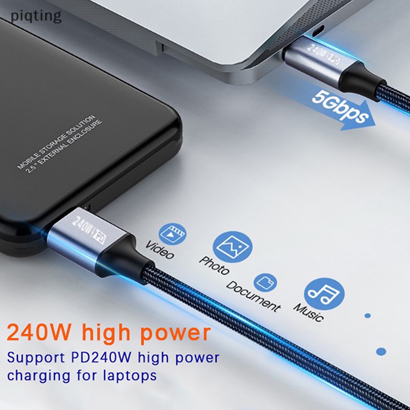 Cáp Sạc Nhanh Piqt PD240W QC3.0 USB Type C 48V5A 480Mbps Cho Điện Thoại / Máy Tính