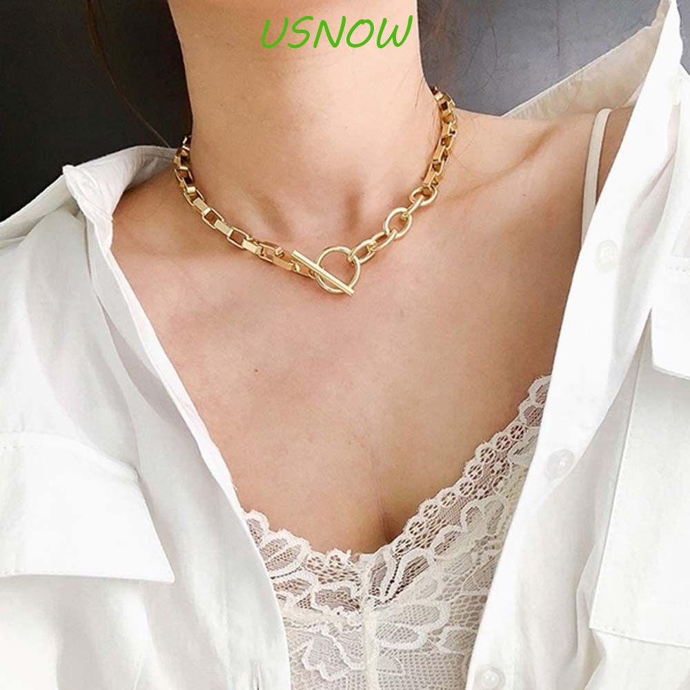 USNOW Dây Chuyền Choker Dài Mặt Tròn Phong Cách Boho Tối Giản Thời Trang Cho Nữ