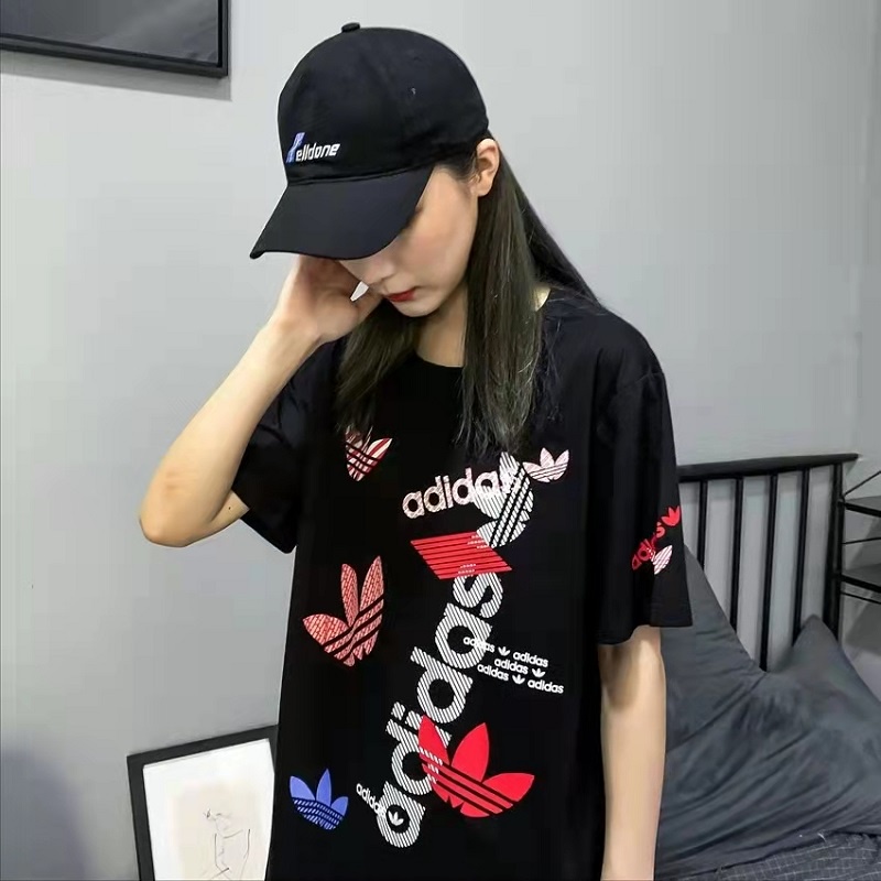 Áo Thun 100% Cotton Ngắn Tay In Logo Adidas Thời Trang Dành Cho Nam Và Nữ