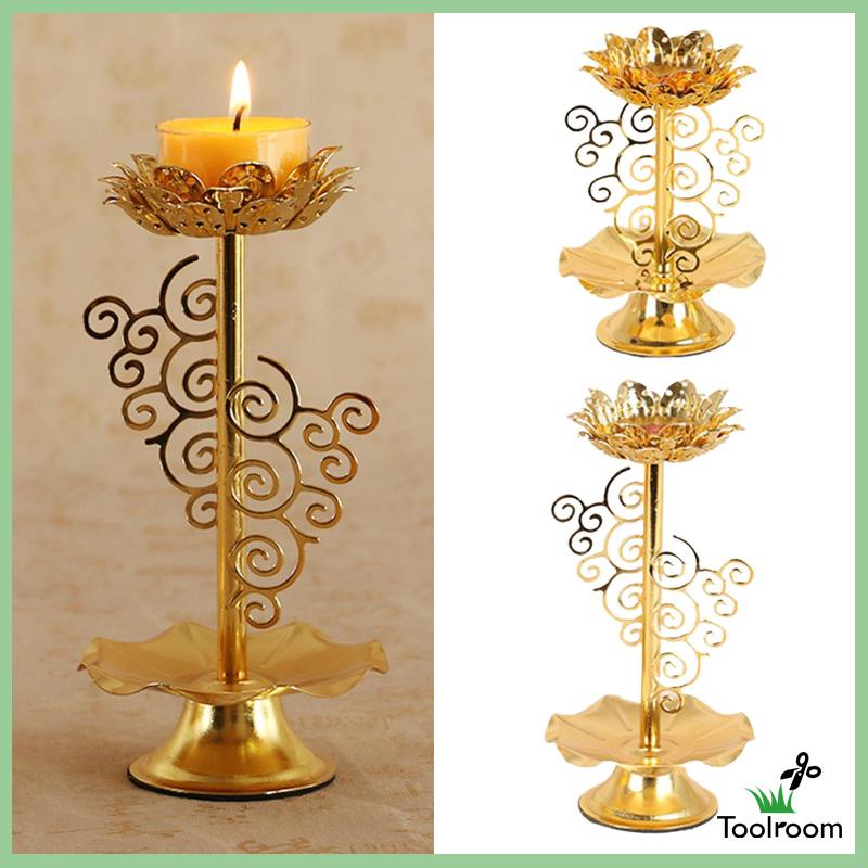 Giá Đỡ Đèn Cầy Họa Tiết Hoa Sen Phong Cách Phật Giáo Tây Tạng Độc Đáo