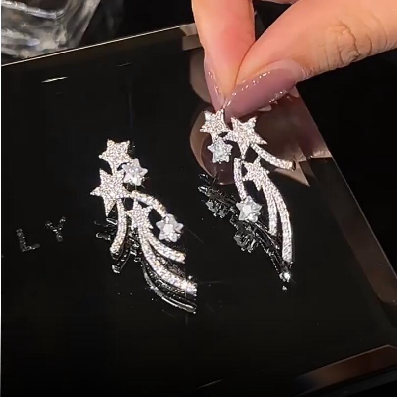 Bông Tai Ngôi Sao Đính Đá Zircon Thời Trang Cho Nữ