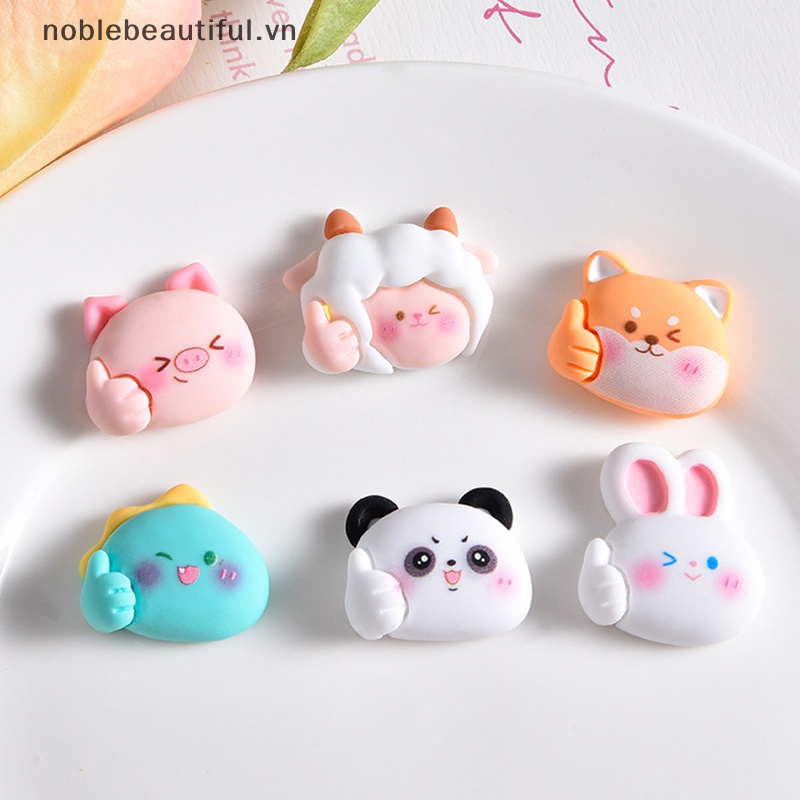 [noblebeautiful] Set 10 Tượng Động Vật Hoạt Hình Mini Bằng Nhựa Resin Trang Trí Điện Thoại / Bánh Kem DIY