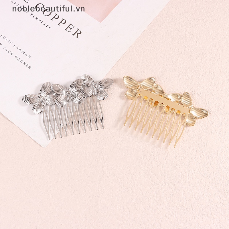 Lược Cài Tóc Kim Loại Hình Bướm Phong Cách Vintage Thanh Lịch Cho Nữ