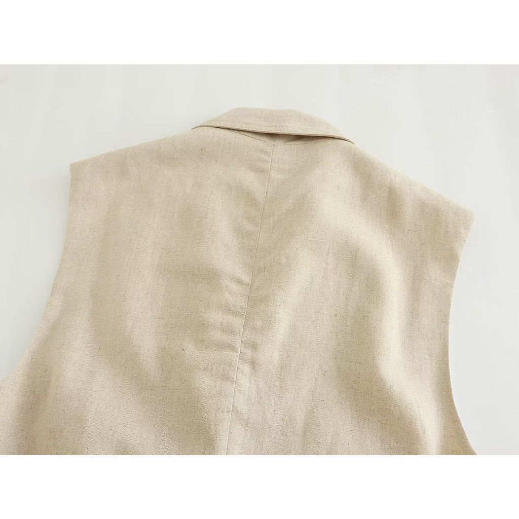 Hàng Mới Về Mới Áo Khoác Cotton Lanh Dáng Dài Có Thắt Lưng Phong Cách Âu Mỹ Thời Trang Mùa Hè 2023 W103 7713