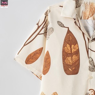 Pleatless Regular Pattern Breathable Fabric Branch Shirt