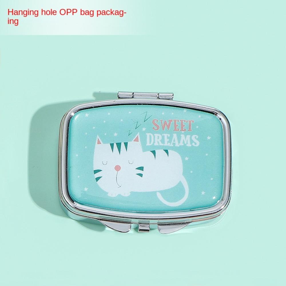 HS Hộp Đựng Thuốc Mini Hình Vuông / Tròn Bằng Kim Loại Dễ Thương
