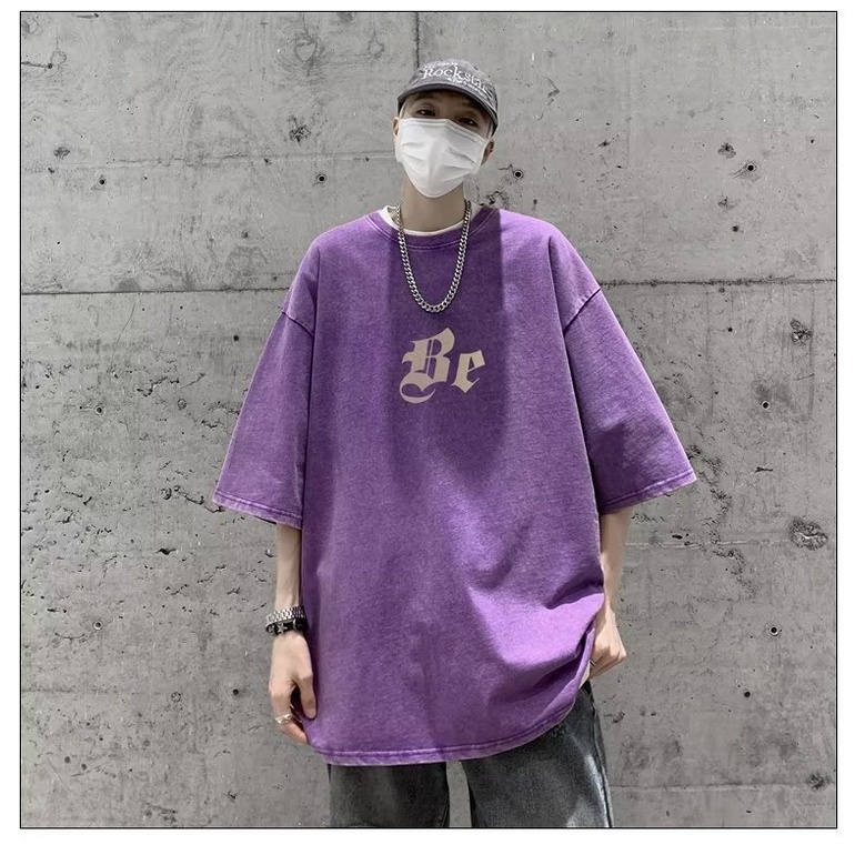 Áo Thun Cotton Tay Ngắn Cổ Tròn Dáng Rộng In Hình Trẻ Trung Hợp Thời Trang Cho Nam