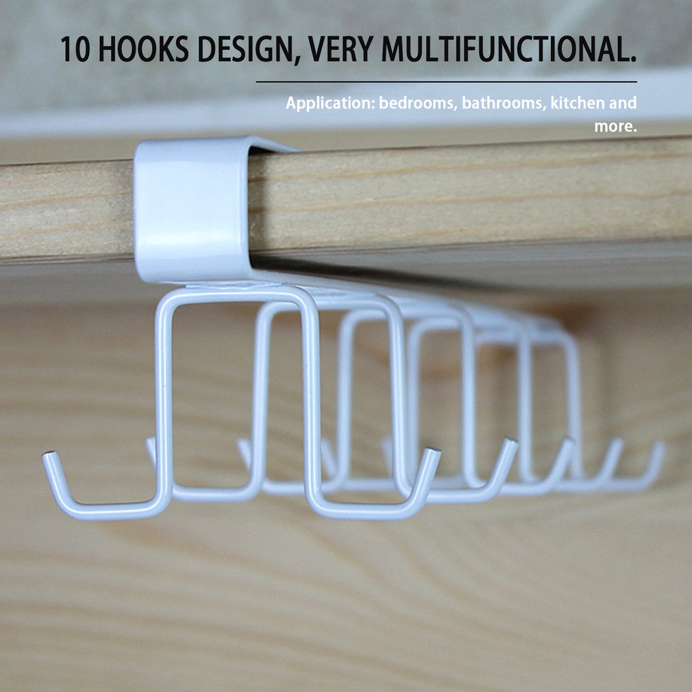 =Christmas=Kitchen Storage Rack 10 Hooks Metal Cupboard Hanging Hook Hanger Organizer