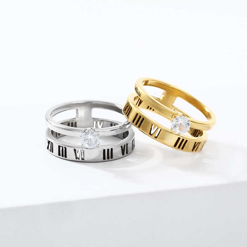 Nhẫn Thép Titan Đính Đá zircon Thời Trang Mới Cho Nữ