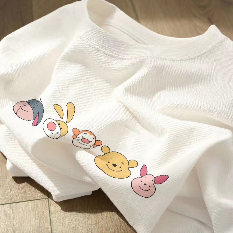 Áo Thun Tay Ngắn Chất Liệu 100% Cotton Họa Tiết Hoạt Hình Phong Cách Hàn Quốc Cho Cặp Đôi Thời Trang 2023