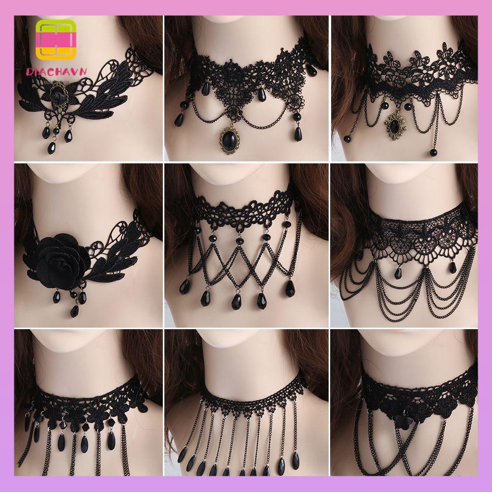 DIACHAVN Vòng Cổ Choker Đính Đá Phong Cách Gothic