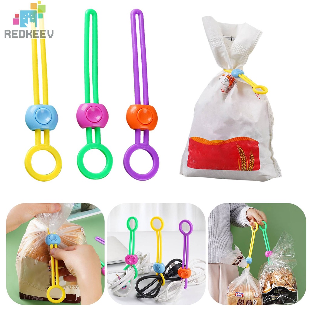 Set 6 / 10 Dây Buộc Túi Thực Phẩm Có Thể Tái Sử Dụng Màu Sắc Ngẫu Nhiên