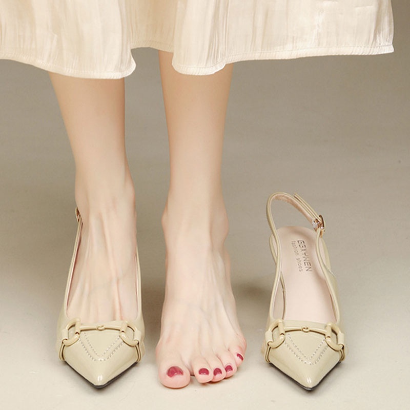 Giày cao gót YUNGUANG đế thấp thời trang mùa hè cho nữ