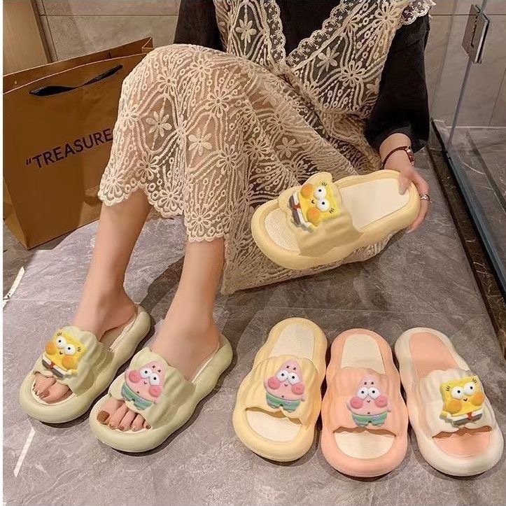 Dép Lê Đế Dày Tăng Chiều Cao Họa Tiết SpongeBob Dễ Thương Thời Trang Mùa Hè Cho Học Sinh Ký Túc Xá