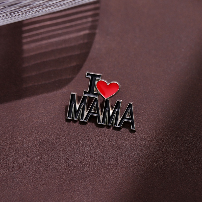 Ghim Cài Áo Hình Chữ I Love Mom Dad Bằng Kim Loại Tráng Men