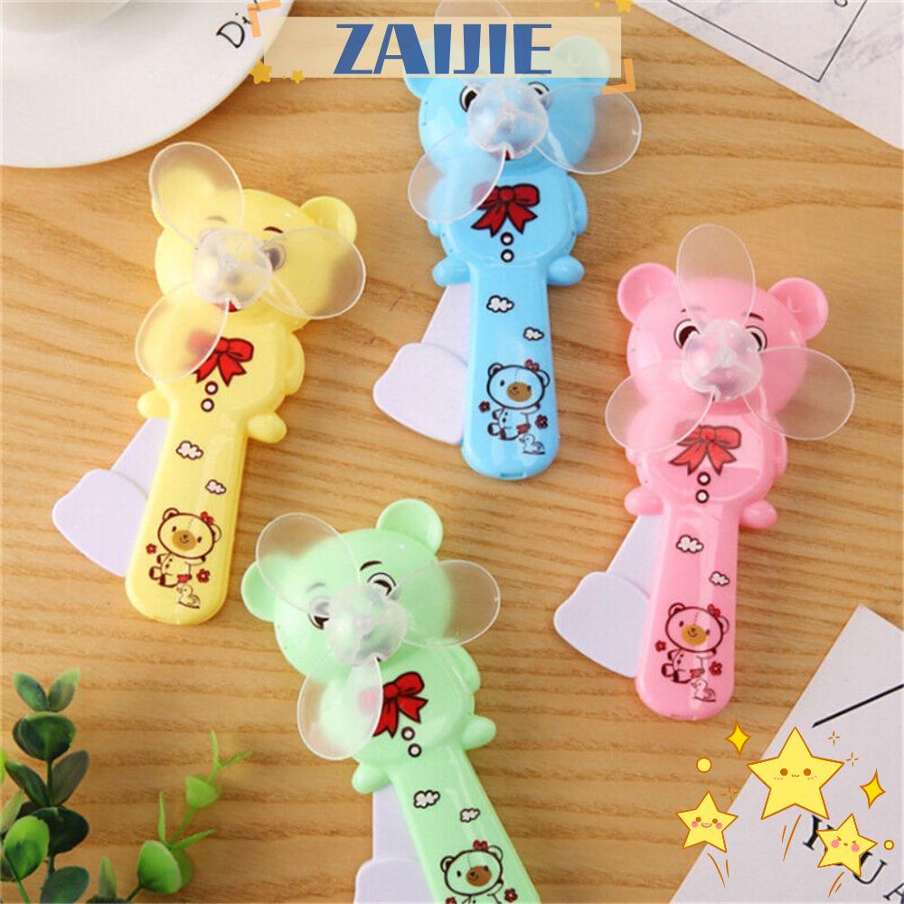 ZAIJIE24 Set 3 Quạt Cầm Tay Bằng Nhựa Làm Mát 13cm Màu Xanh Dương / Hồng / Xanh Lá / Vàng Dành Cho Trẻ Em Vào Mùa Thu