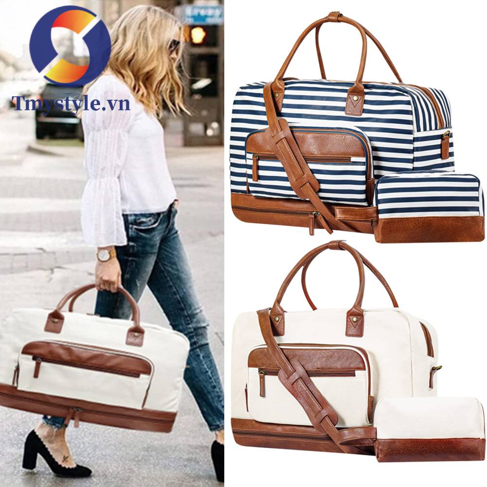 Túi Xách Canvas Cỡ Lớn Có Ngăn Đựng Đồ Khô / Ướt Tiện Dụng Cho Nam Và Nữ