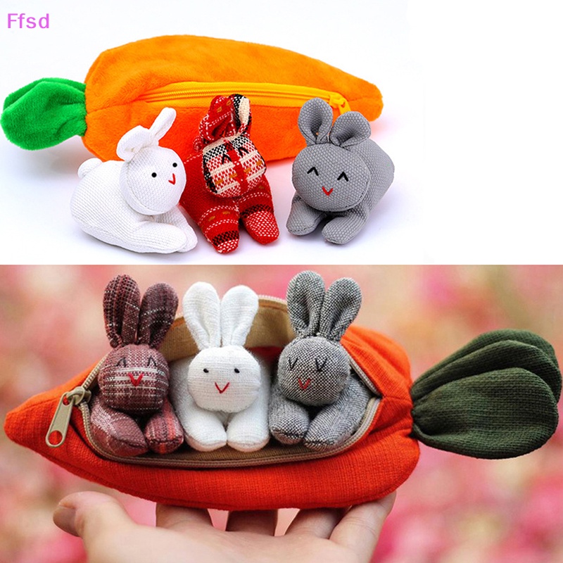 Đồ Chơi Thỏ Nhồi Bông 3 Bánh Bao Trong Ví Cà Rốt Mini Trang Trí Lễ Phục Sinh