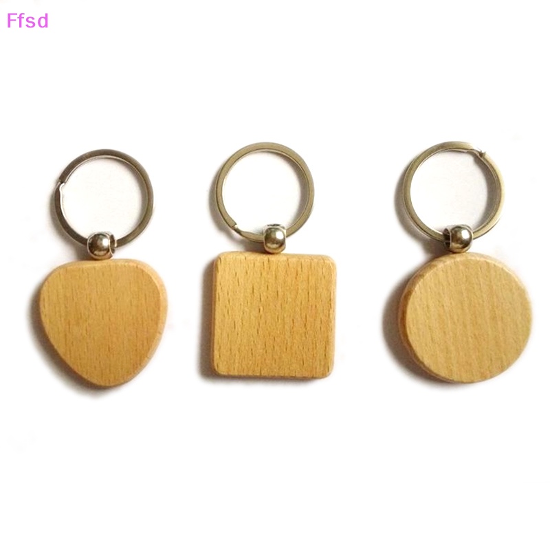 {Ffsd} Móc Chìa Khóa Gỗ Trơn Hình Tròn / Chữ Nhật Tự Làm Khuyến Mãi Từ Bán Chạy