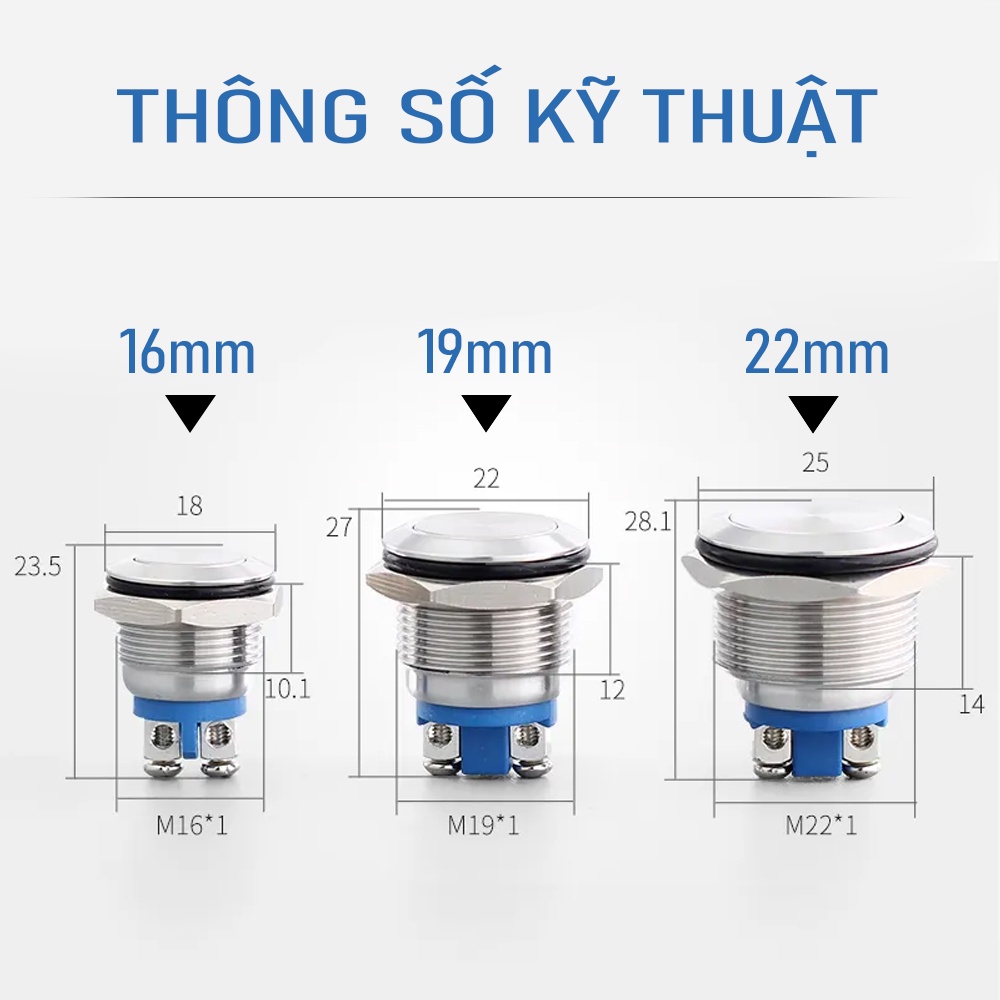 Nút còi, Nút nhấn nguồn khởi động, Công tắc nhấn nhả Tự phục hồi INOX