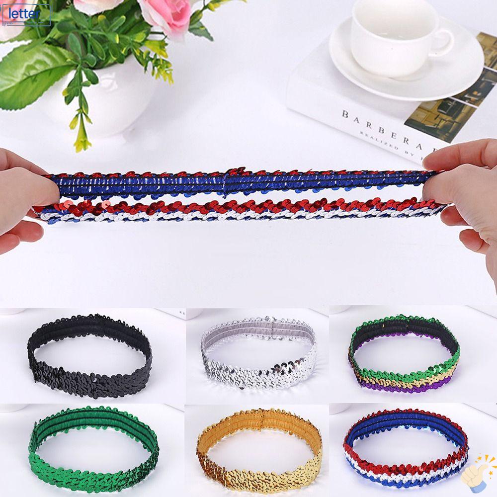 LET Set 5 Băng Đô Thể Thao Chống Trượt Màu Sắc Kẹo Ngọt Đính Sequin Co Giãn Dành Cho Nữ