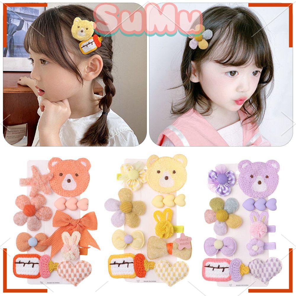 SUMU Kẹp Tóc Hình Gấu Hoạt Hình Bằng Lông Nhung Dễ Thương Xinh Xắn