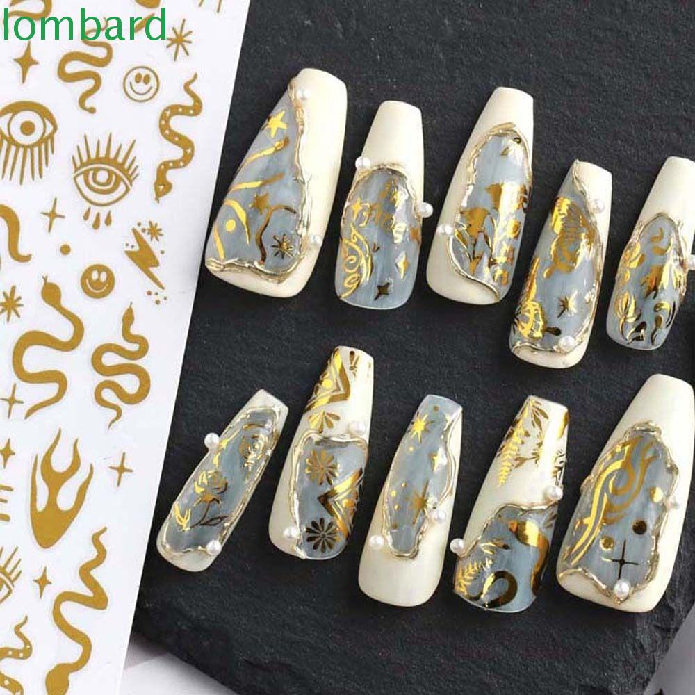 LOMBARD Miếng Dán Trang Trí Móng Tay Hình Hoa Lá Và Mặt Trăng Thời Trang Cho Nữ