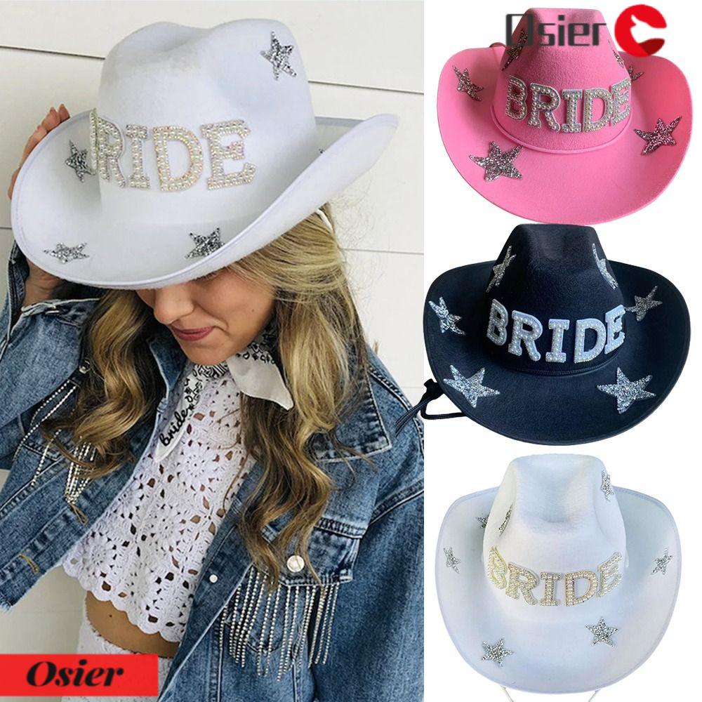 OSIER1 Mũ Cao Bồi Hóa Trang Chữ Mới Cho Cô Dâu Trong Bữa Tiệc