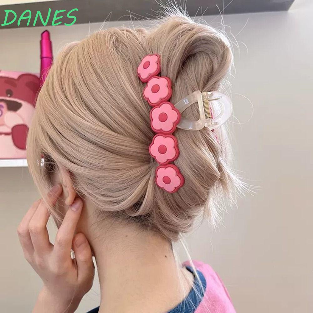 DANES Kẹp Tóc Đuôi Ngựa Cỡ Lớn Họa Tiết Hình Học Thời Trang Hàn Quốc Ngọt Ngào