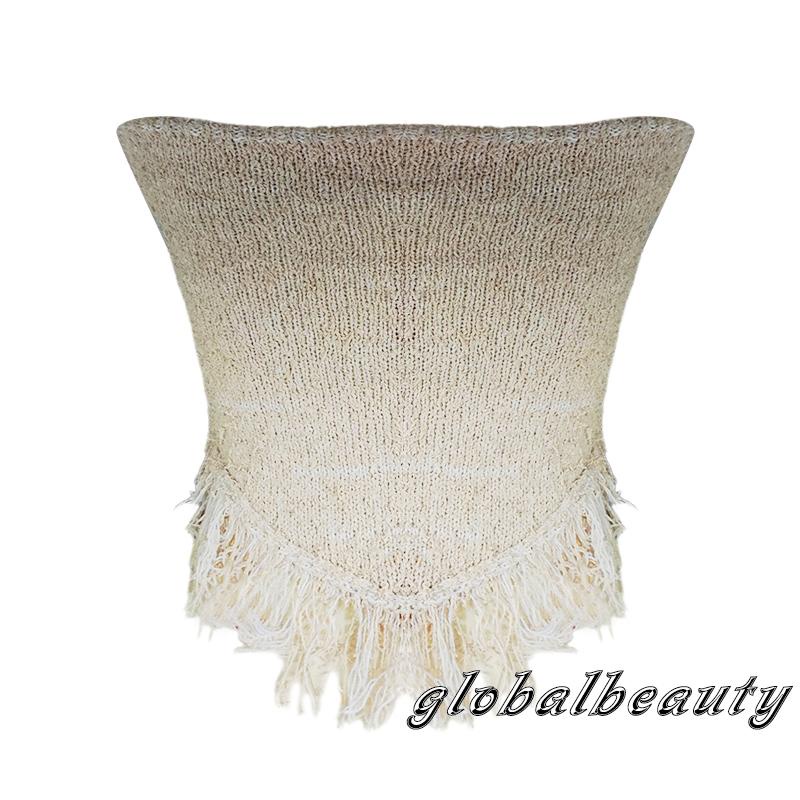 Áo Ống Cổ Thuyền Phối Tua Rua Thời Trang Mùa Hè Cho Nữ