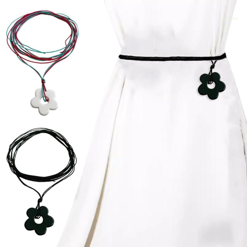 Dây Xích Đeo Thắt Lưng Bụng Bằng Dây Thừng Dệt Hình Hoa Nhiều Màu Sắc Thanh Lịch Quyến Rũ Có Thể Điều Chỉnh Cho