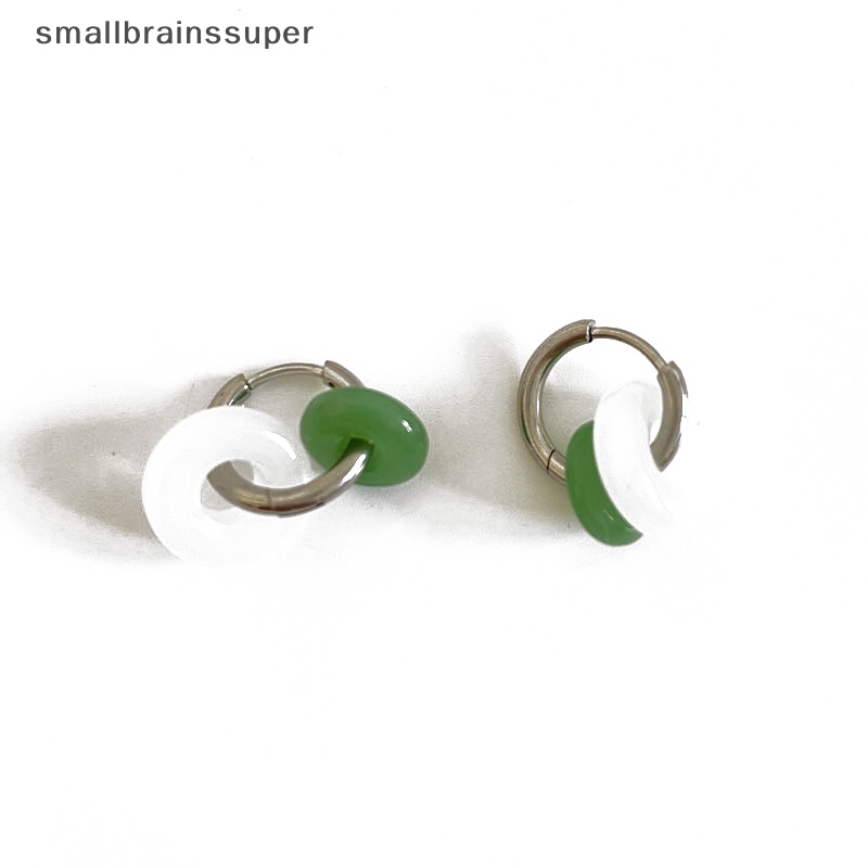 Bông Tai Bằng Thép Titan Đính Ngọc Bích Y2k Phong Cách Vintage Dành Cho Nữ