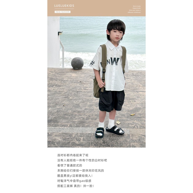 Áo Sơ Mi Tay Ngắn Thời Trang Mùa Hè Mới 2023 Dành Cho Bé Trai