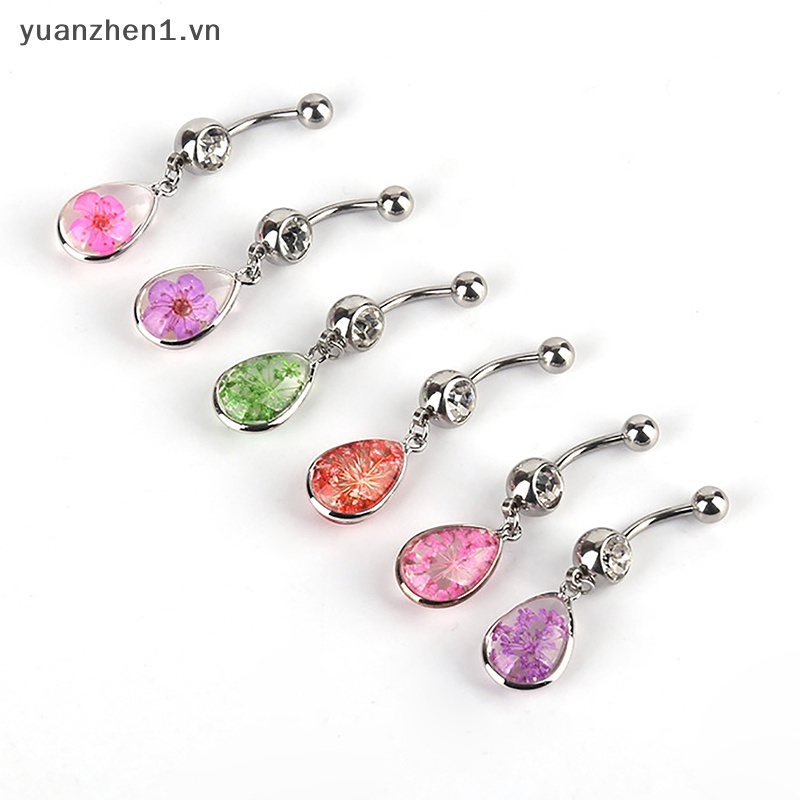 Khuyên Rốn Đính Đá Hình Giọt Nước Bằng Thép Không Gỉ Thời Trang Cho Nữ