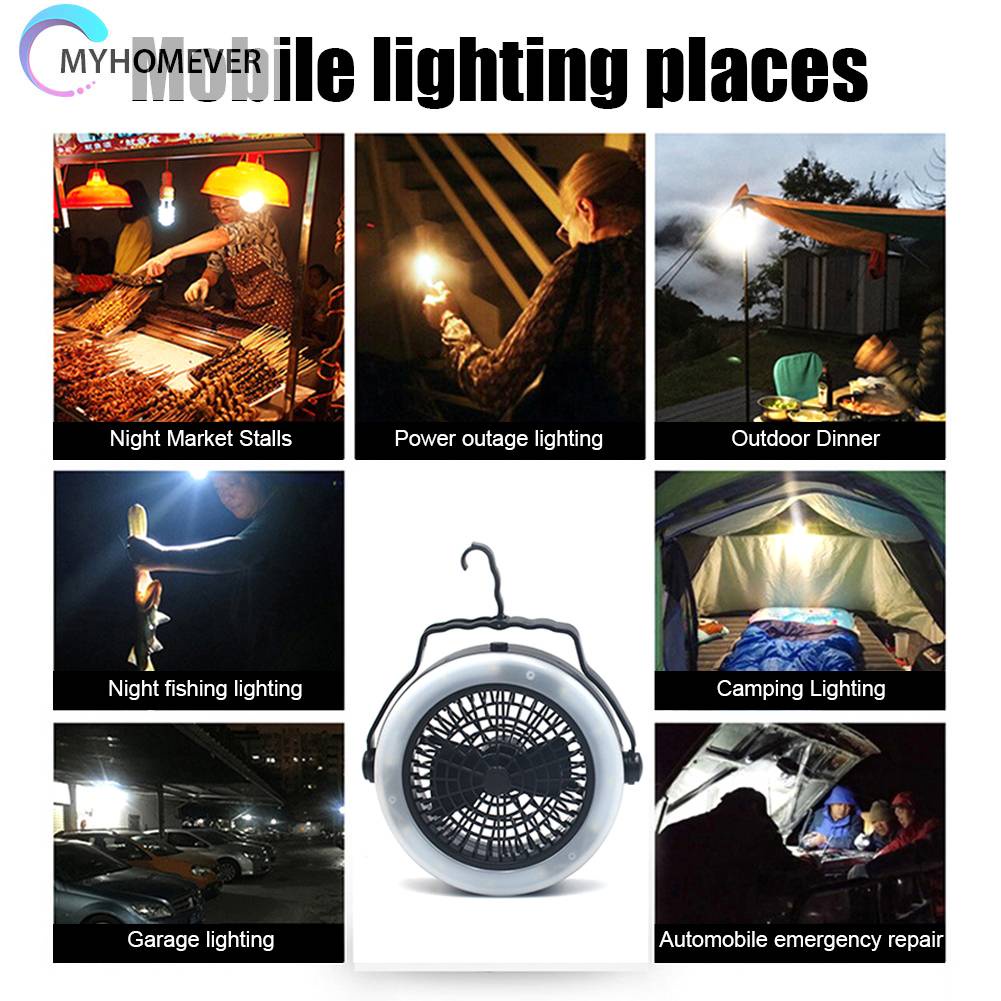 Quạt Treo Tích Hợp Đèn LED 3 Trong 1 Tiện Dụng Khi Đi Cắm Trại