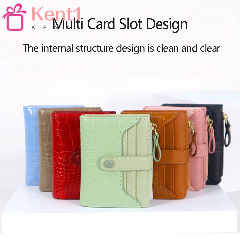 KENT1 Ví Đựng Tiền Mini Họa Tiết Da Cá Sấu Màu Trơn Thời Trang