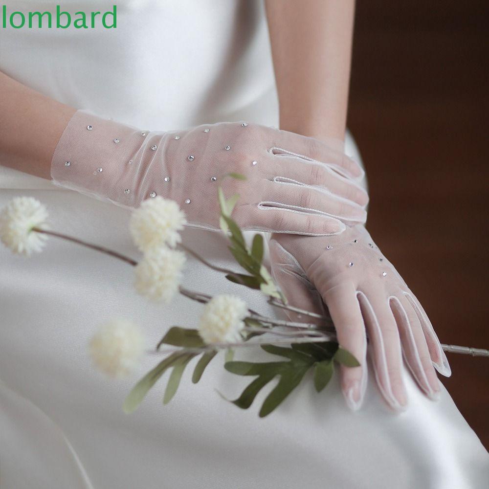 LOMBARD Găng Tay Lưới Trong Suốt Chống Tia UV Phong Cách Lolita Hàn Quốc Cho Cô Dâu