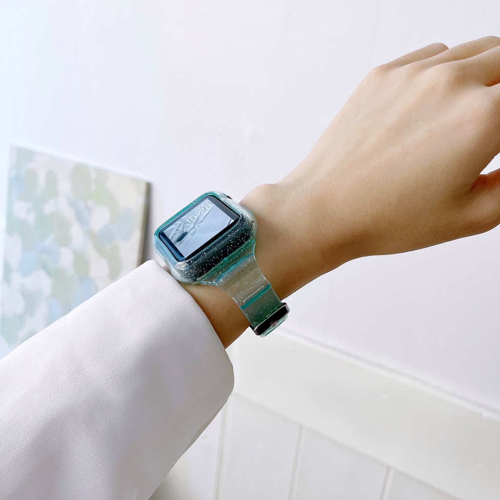 Dây Đeo Thay Thế Bằng TPU Trong Suốt Lấp Lánh Cho Apple Watch