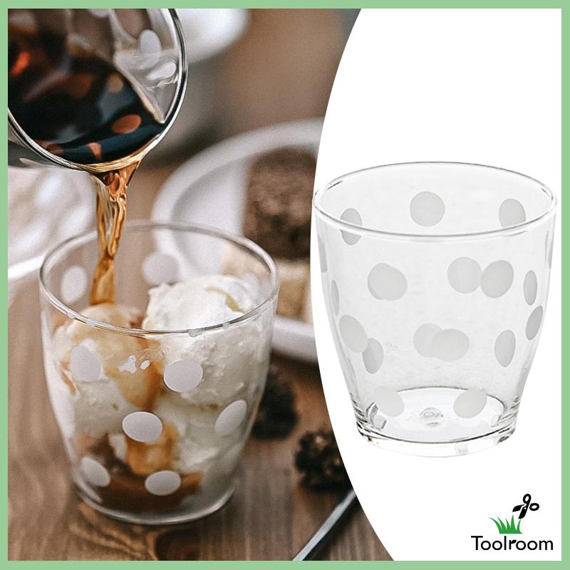 Kính Cốc Uống Cà Phê Bằng Thủy Tinh Trong Suốt Họa Tiết Chấm Bi Trắng Phong Cách Vintage