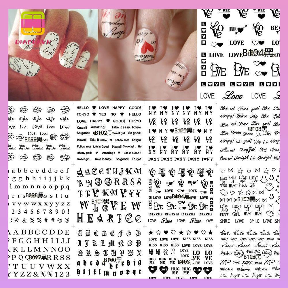 DIACHAVN Miếng Dán Trang Trí Móng Tay In Chữ Tiếng Anh Thời Trang Dành Cho Nữ